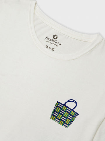 CAMISETA BLANCA 100% ALGODÓN - BORDADO CANASTO
