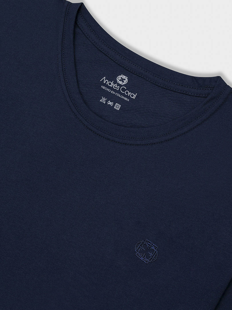 CAMISETA AZUL 100% ALGODÓN - BORDADO LOGO