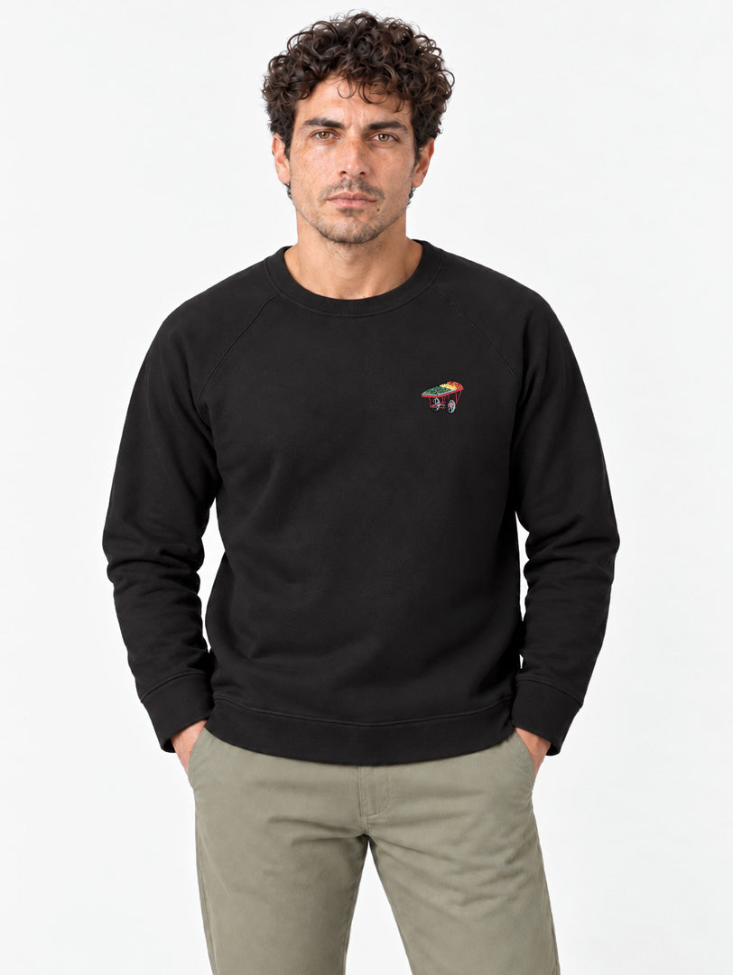 SWEATSHIRT NEGRO 100% ALGODÓN - BORDADO FRUTA FRESCA
