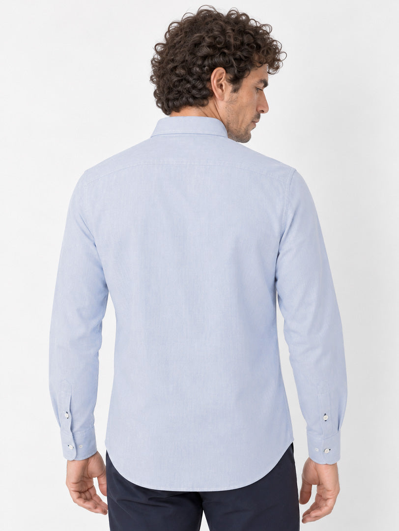 CAMISA AZUL 100% ALGODÓN -BORDADO BOTE